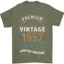 Premium Vintage 66th Birthday 1957 Mens T-Shirt 100% Cotton Military Green