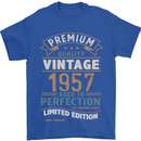 Premium Vintage 66th Birthday 1957 Mens T-Shirt 100% Cotton Royal Blue