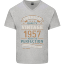 Premium Vintage 66th Birthday 1957 Mens V-Neck Cotton T-Shirt Sports Grey