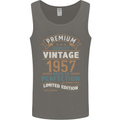 Premium Vintage 66th Birthday 1957 Mens Vest Tank Top Charcoal