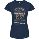 Premium Vintage 66th Birthday 1957 Womens Petite Cut T-Shirt Navy Blue