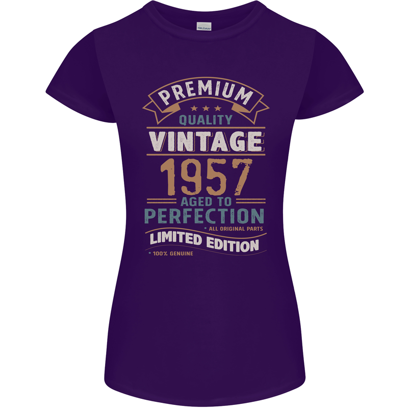 Premium Vintage 66th Birthday 1957 Womens Petite Cut T-Shirt Purple