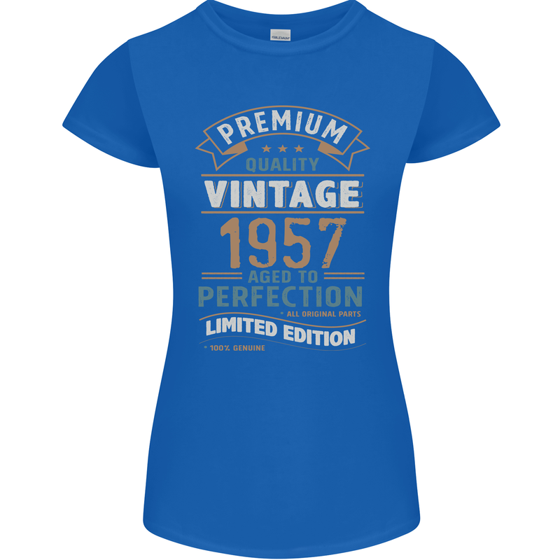 Premium Vintage 66th Birthday 1957 Womens Petite Cut T-Shirt Royal Blue
