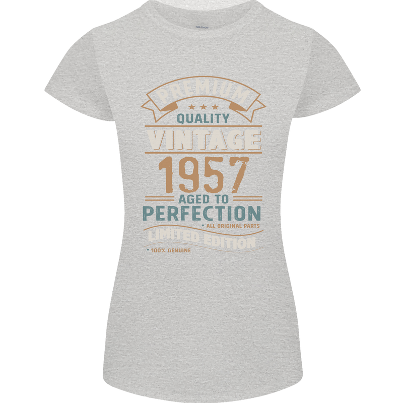 Premium Vintage 66th Birthday 1957 Womens Petite Cut T-Shirt Sports Grey