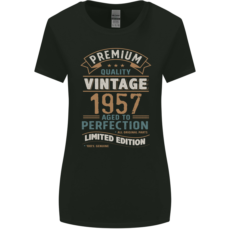 Premium Vintage 66th Birthday 1957 Womens Wider Cut T-Shirt Black