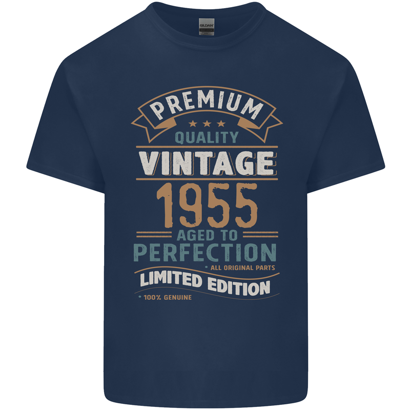 Premium Vintage 68th Birthday 1955 Mens Cotton T-Shirt Tee Top Navy Blue