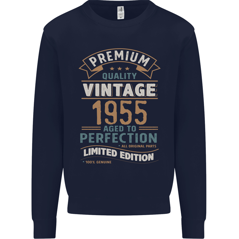 Premium Vintage 68th Birthday 1955 Mens Sweatshirt Jumper Navy Blue
