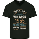 Premium Vintage 68th Birthday 1955 Mens V-Neck Cotton T-Shirt Black
