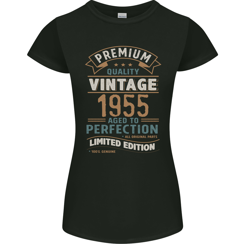 Premium Vintage 68th Birthday 1955 Womens Petite Cut T-Shirt Black