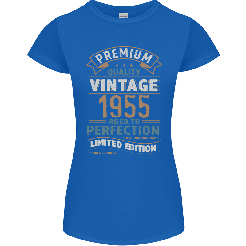 Premium Vintage 68th Birthday 1955 Womens Petite Cut T-Shirt Royal Blue