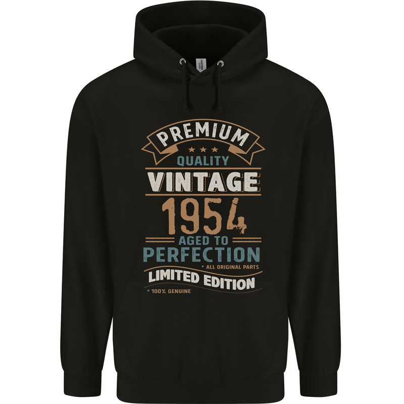 Premium Vintage 69th Birthday 1954 Mens 80% Cotton Hoodie Black