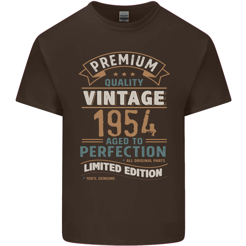 Premium Vintage 69th Birthday 1954 Mens Cotton T-Shirt Tee Top Dark Chocolate