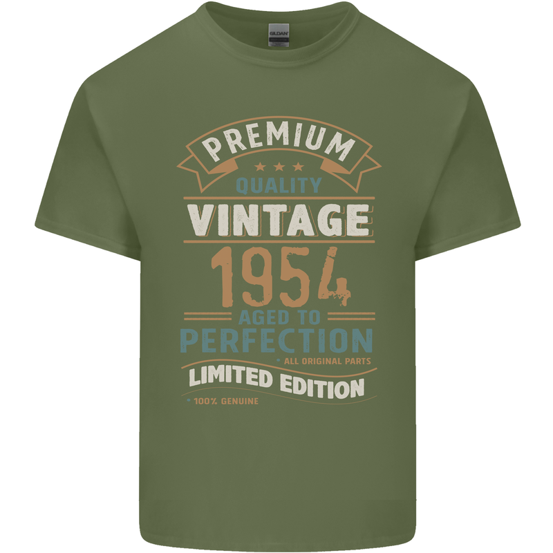 Premium Vintage 69th Birthday 1954 Mens Cotton T-Shirt Tee Top Military Green