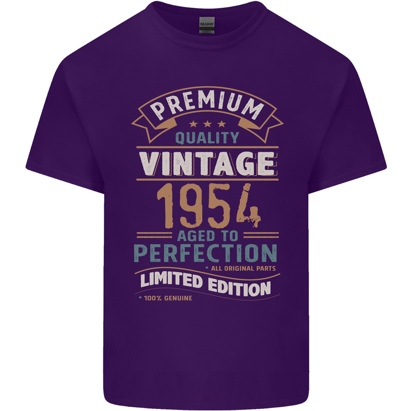 Premium Vintage 69th Birthday 1954 Mens Cotton T-Shirt Tee Top Purple