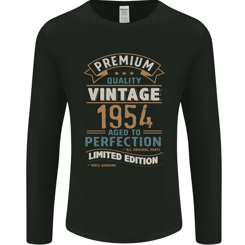 Premium Vintage 69th Birthday 1954 Mens Long Sleeve T-Shirt Black
