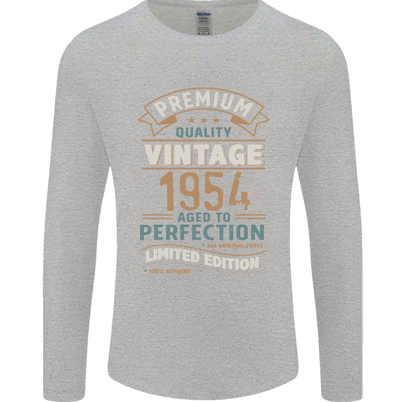 Premium Vintage 69th Birthday 1954 Mens Long Sleeve T-Shirt Sports Grey