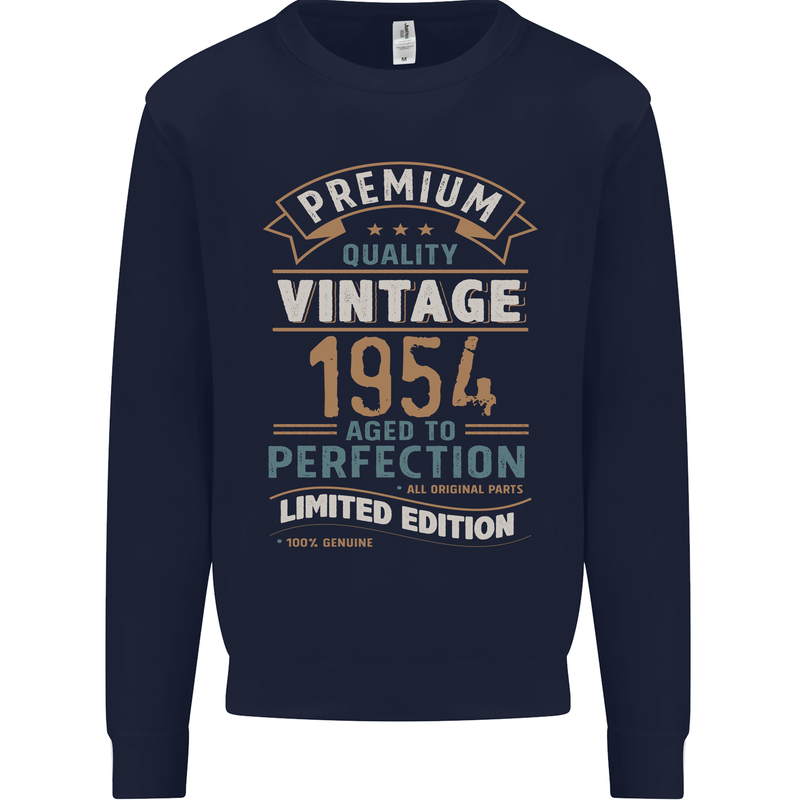 Premium Vintage 69th Birthday 1954 Mens Sweatshirt Jumper Navy Blue