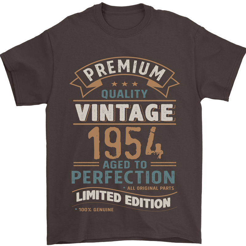 Premium Vintage 69th Birthday 1954 Mens T-Shirt 100% Cotton Dark Chocolate