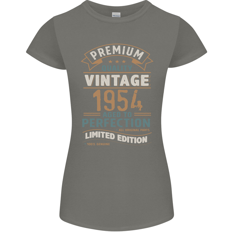 Premium Vintage 69th Birthday 1954 Womens Petite Cut T-Shirt Charcoal