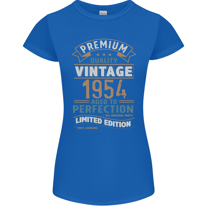 Premium Vintage 69th Birthday 1954 Womens Petite Cut T-Shirt Royal Blue