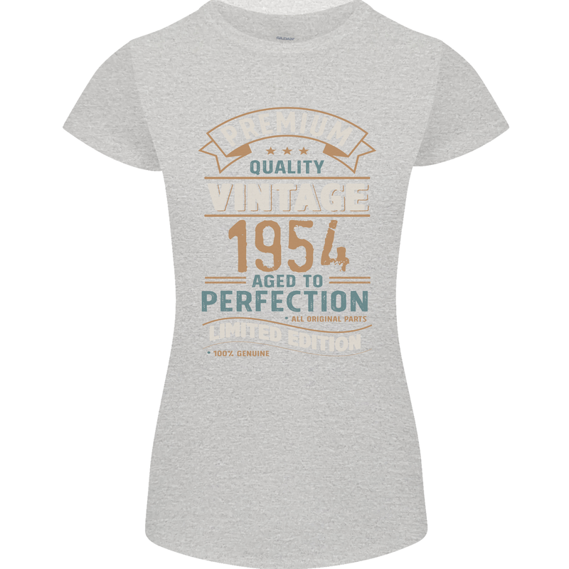 Premium Vintage 69th Birthday 1954 Womens Petite Cut T-Shirt Sports Grey