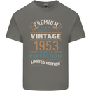 Premium Vintage 70th Birthday 1953 Mens Cotton T-Shirt Tee Top Charcoal