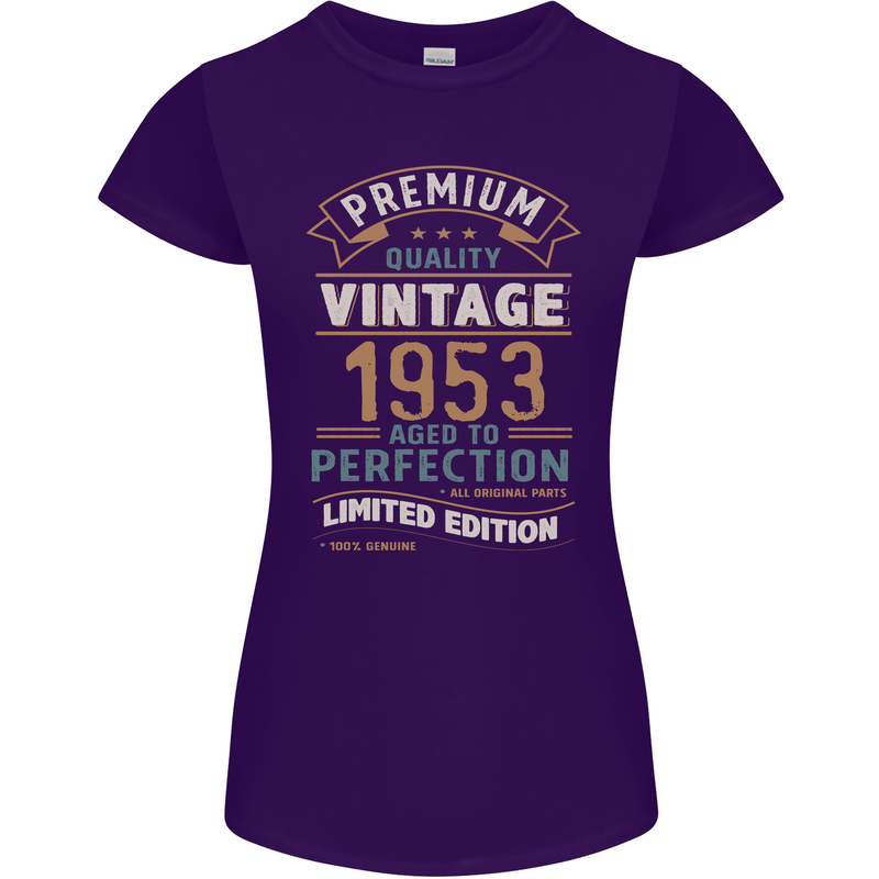 Premium Vintage 70th Birthday 1953 Womens Petite Cut T-Shirt Purple