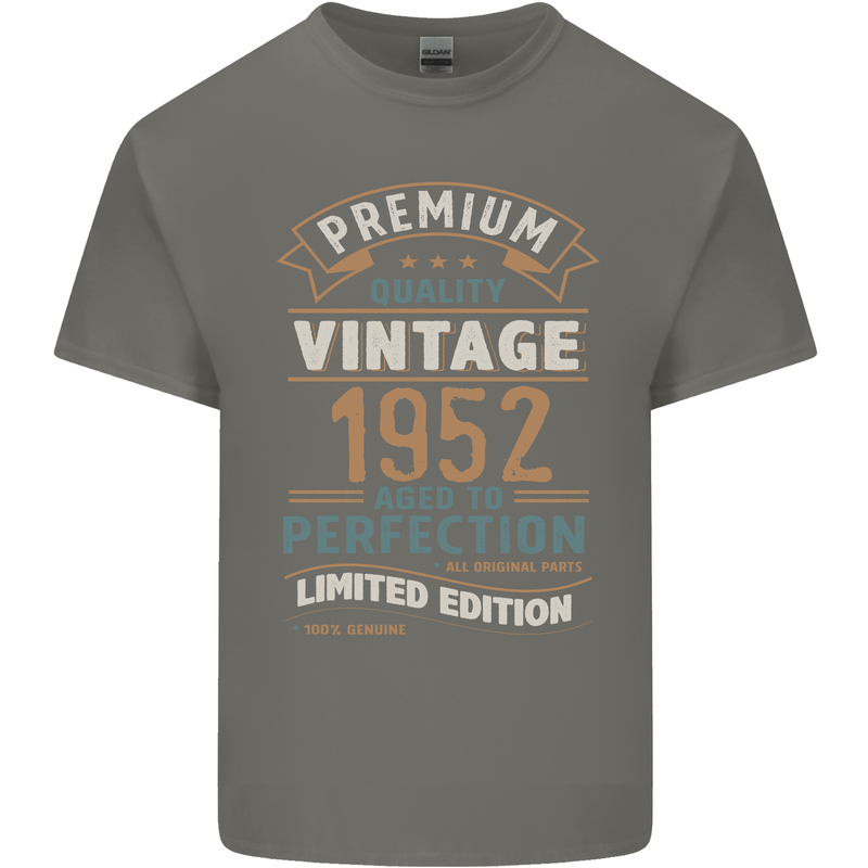 Premium Vintage 71st Birthday 1952 Mens Cotton T-Shirt Tee Top Charcoal