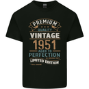 Premium Vintage 72nd Birthday 1951 Mens Cotton T-Shirt Tee Top Black