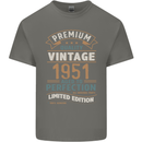 Premium Vintage 72nd Birthday 1951 Mens Cotton T-Shirt Tee Top Charcoal