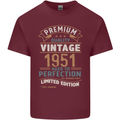 Premium Vintage 72nd Birthday 1951 Mens Cotton T-Shirt Tee Top Maroon