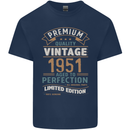 Premium Vintage 72nd Birthday 1951 Mens Cotton T-Shirt Tee Top Navy Blue