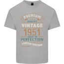 Premium Vintage 72nd Birthday 1951 Mens Cotton T-Shirt Tee Top Sports Grey