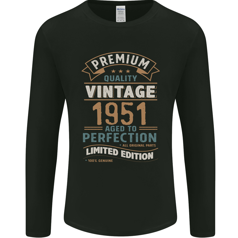 Premium Vintage 72nd Birthday 1951 Mens Long Sleeve T-Shirt Black
