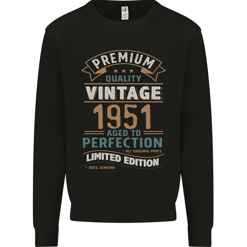 Premium Vintage 72nd Birthday 1951 Mens Sweatshirt Jumper Black