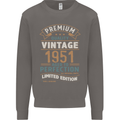 Premium Vintage 72nd Birthday 1951 Mens Sweatshirt Jumper Charcoal