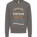 Premium Vintage 72nd Birthday 1951 Mens Sweatshirt Jumper Charcoal