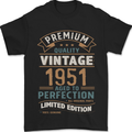 Premium Vintage 72nd Birthday 1951 Mens T-Shirt 100% Cotton Black