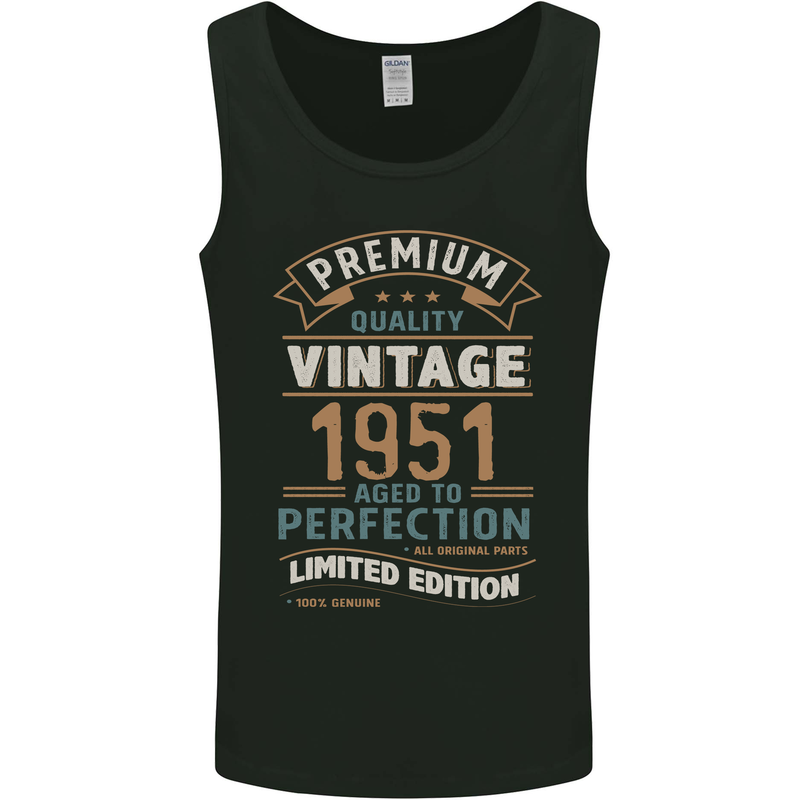Premium Vintage 72nd Birthday 1951 Mens Vest Tank Top Black