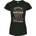 Premium Vintage 72nd Birthday 1951 Womens Petite Cut T-Shirt Black