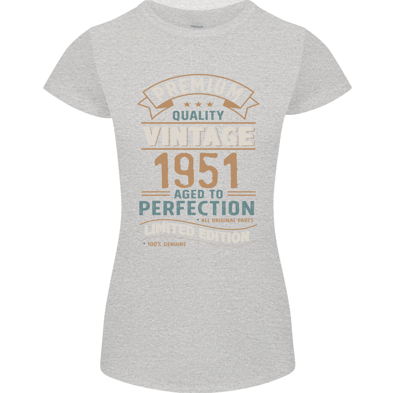 Premium Vintage 72nd Birthday 1951 Womens Petite Cut T-Shirt Sports Grey