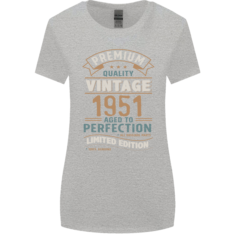 Premium Vintage 72nd Birthday 1951 Womens Wider Cut T-Shirt Sports Grey
