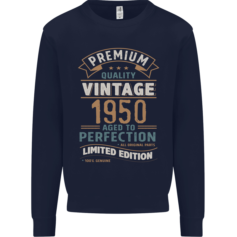 Premium Vintage 73rd Birthday 1950 Mens Sweatshirt Jumper Navy Blue