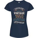 Premium Vintage 73rd Birthday 1950 Womens Petite Cut T-Shirt Navy Blue