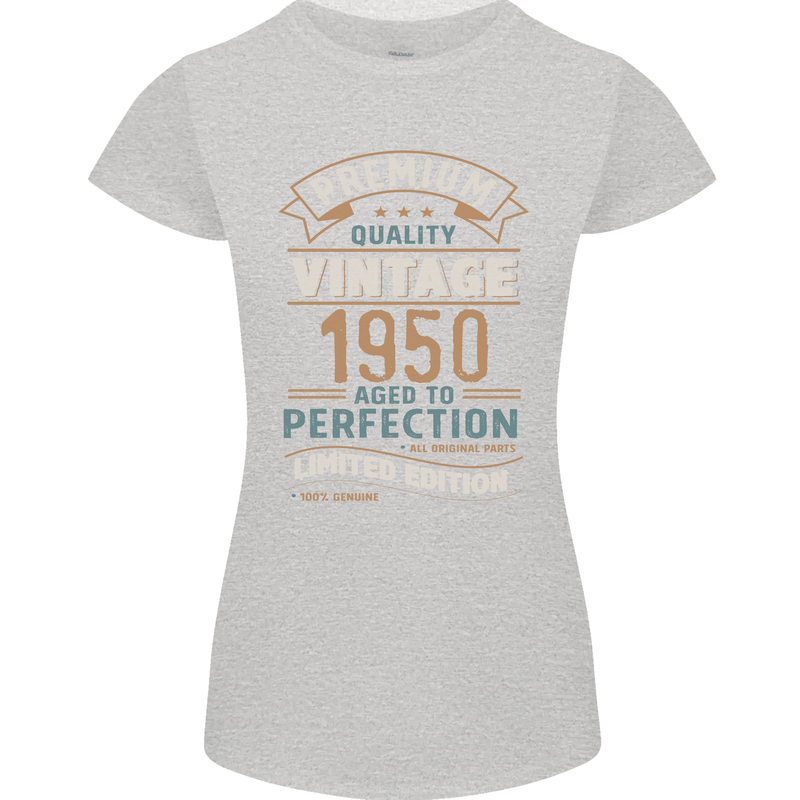 Premium Vintage 73rd Birthday 1950 Womens Petite Cut T-Shirt Sports Grey