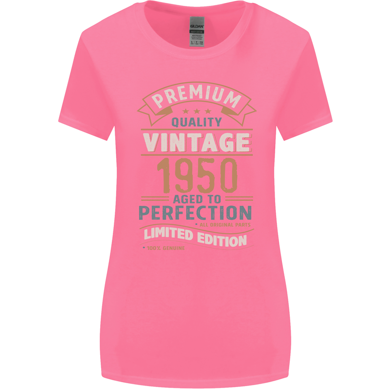 Premium Vintage 73rd Birthday 1950 Womens Wider Cut T-Shirt Azalea