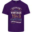 Premium Vintage 74th Birthday 1949 Mens Cotton T-Shirt Tee Top Purple
