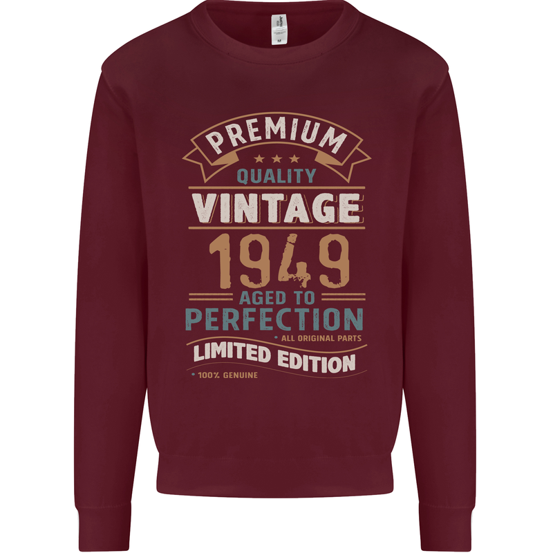Premium Vintage 74th Birthday 1949 Mens Sweatshirt Jumper Maroon