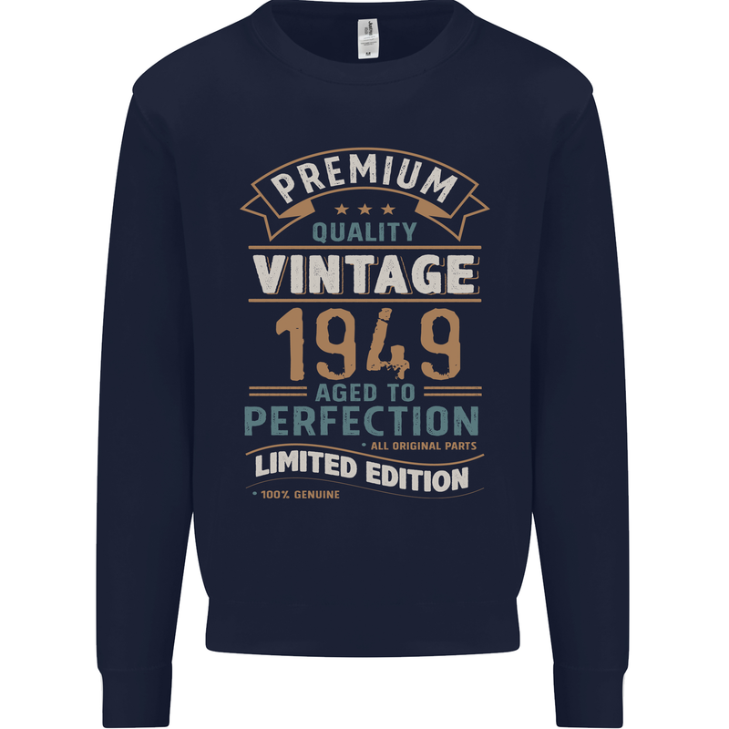 Premium Vintage 74th Birthday 1949 Mens Sweatshirt Jumper Navy Blue