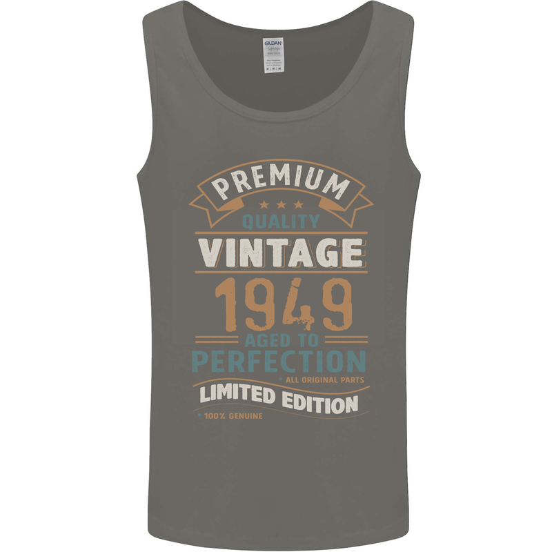 Premium Vintage 74th Birthday 1949 Mens Vest Tank Top Charcoal